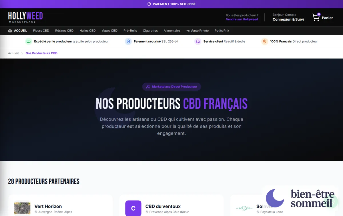 Capture : Nos Producteurs CBD Français | Hollyweed